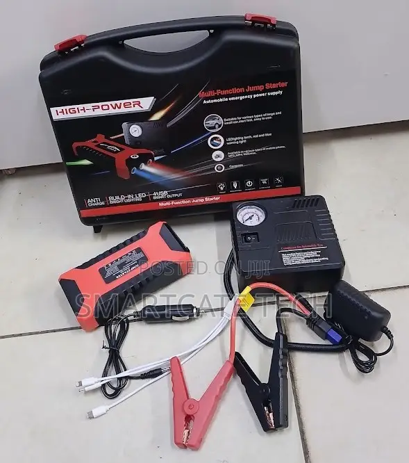 12V Car Jump Starter Power Bank With Built-in Air Compressor