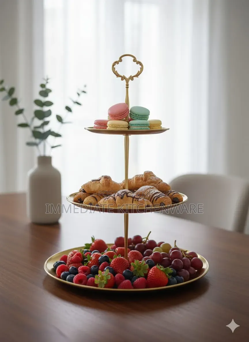 Gold Steel Cake/ Fruist Stand 3layer