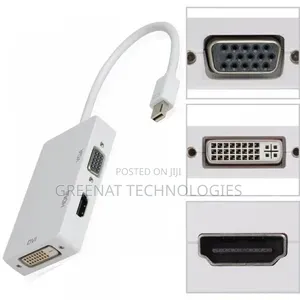 Mini DP to HDMI, VGA, DVI Converter White 13.3 CM