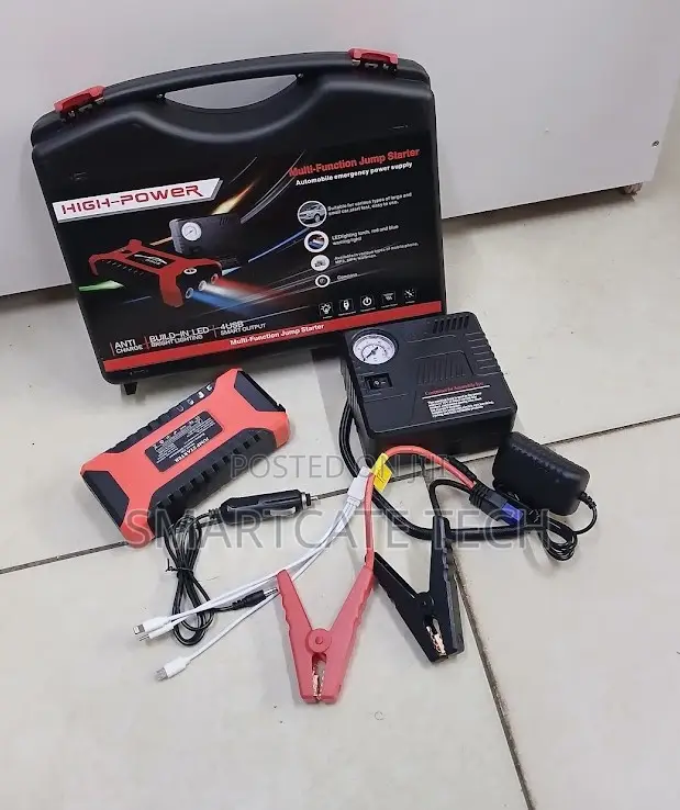 12V Powerful Car Jump Starter With Built-in Tyre Air Pump
