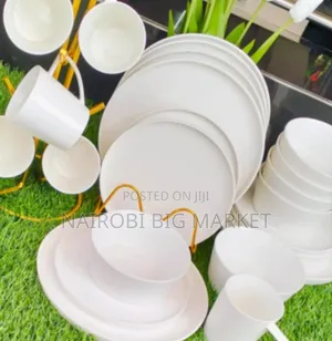 24pcs White Plain Dinner Set
