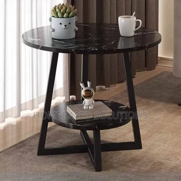 2 Layer Round 3 Legged Metal Frame Table
