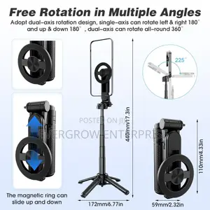 380mm Long Foldable  Rotating Magnetic Ring Phone Tripod Stand