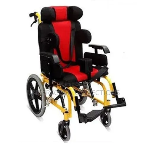 Pediatric Cerebral Palsy Wheelchair With a Yellow Frame
