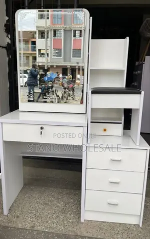 White Dressing Table With Sliding Mirror