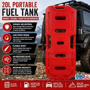 20L PORTABLE FUEL JERRY CAN With Sprout, Mounting Brackets, Lock & Key