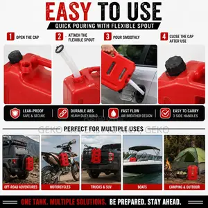 20L PORTABLE FUEL JERRY CAN With Sprout, Mounting Brackets, Lock & Key