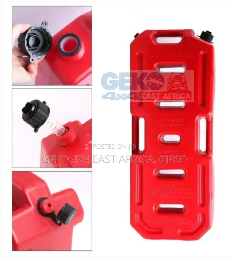 20L PORTABLE FUEL JERRY CAN With Sprout, Mounting Brackets, Lock & Key