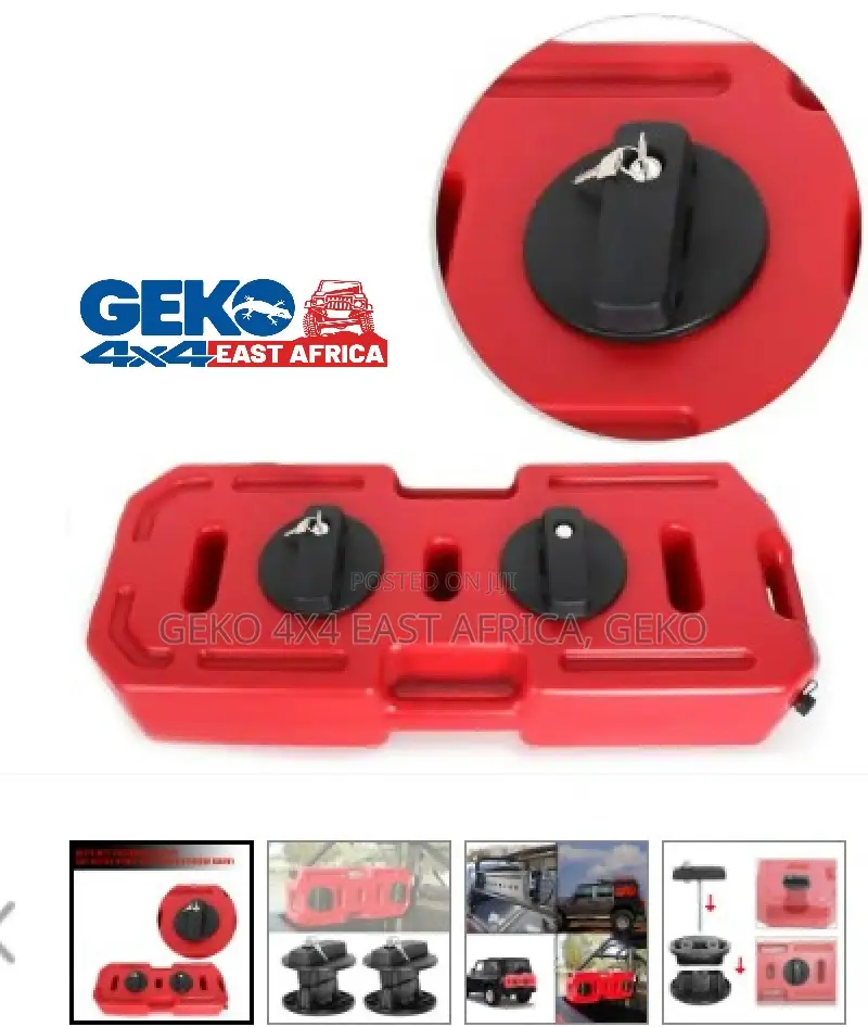 20L PORTABLE FUEL JERRY CAN With Sprout, Mounting Brackets, Lock & Key