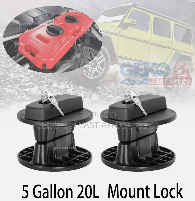 20L PORTABLE FUEL JERRY CAN With Sprout, Mounting Brackets, Lock & Key