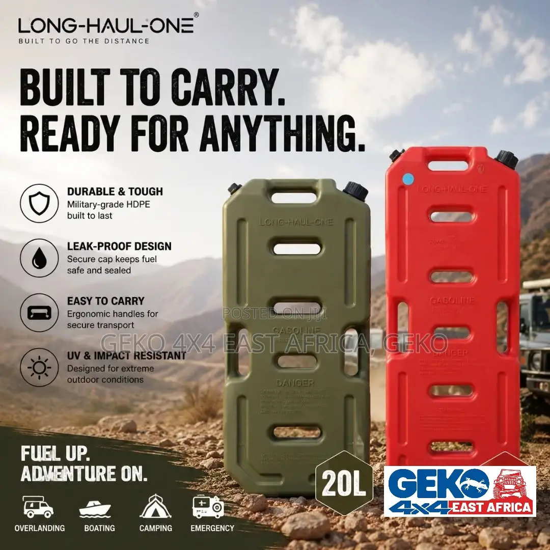 20L PORTABLE FUEL JERRY CAN With Sprout, Mounting Brackets, Lock & Key