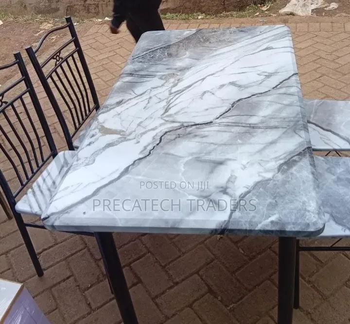 4-Seater Marble Dining Table Set – Modern Design