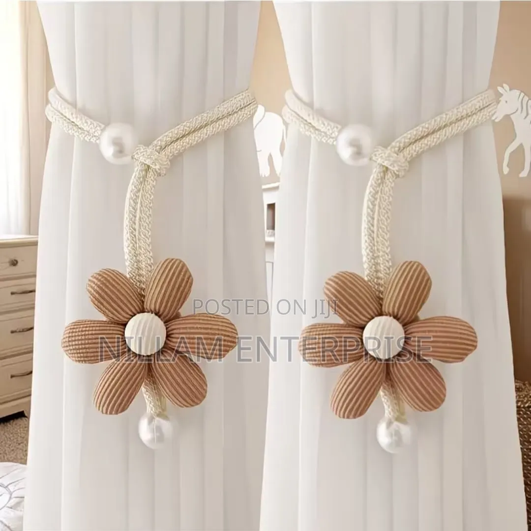 2 Piece Floral Pearl Curtain Tiebacks,