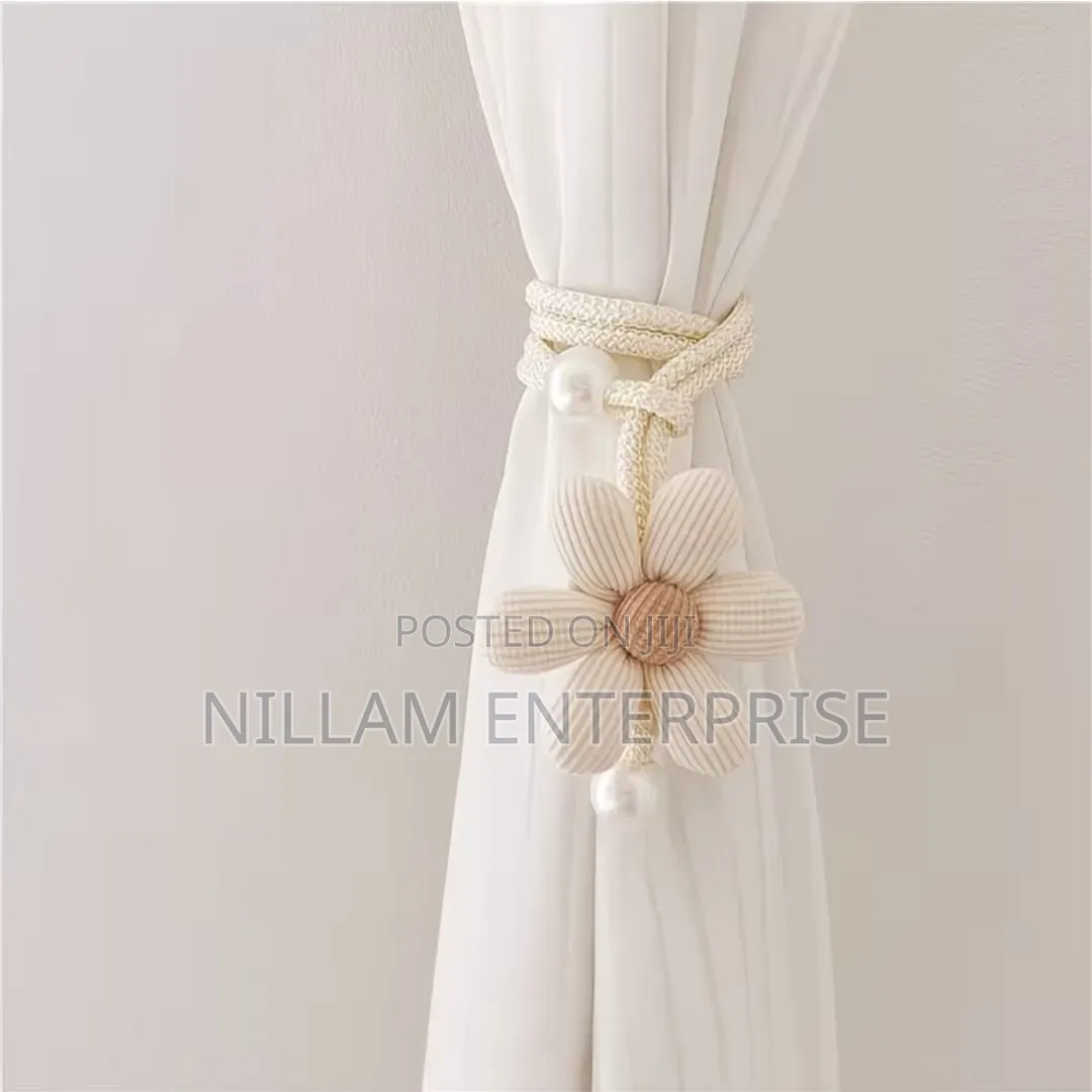 2 Piece Floral Pearl Curtain Tiebacks,