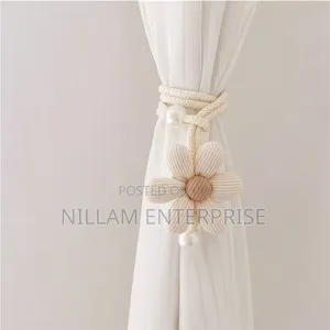 2 Piece Floral Pearl Curtain Tiebacks,