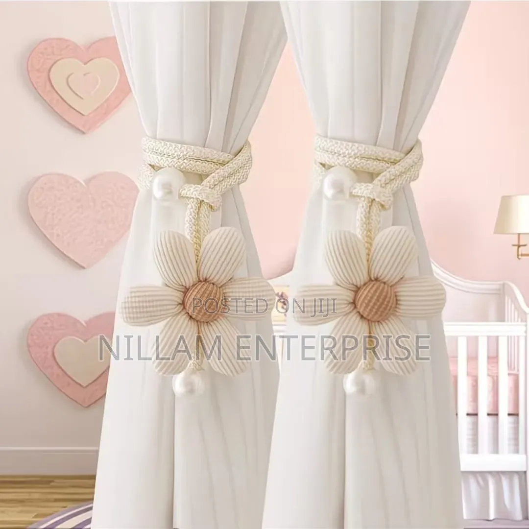 2 Piece Floral Pearl Curtain Tiebacks,