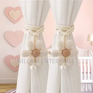 2 Piece Floral Pearl Curtain Tiebacks,