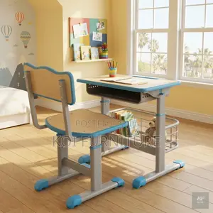 Home Desk; Adjustable Height Home Schooling Desk Chaiir Set