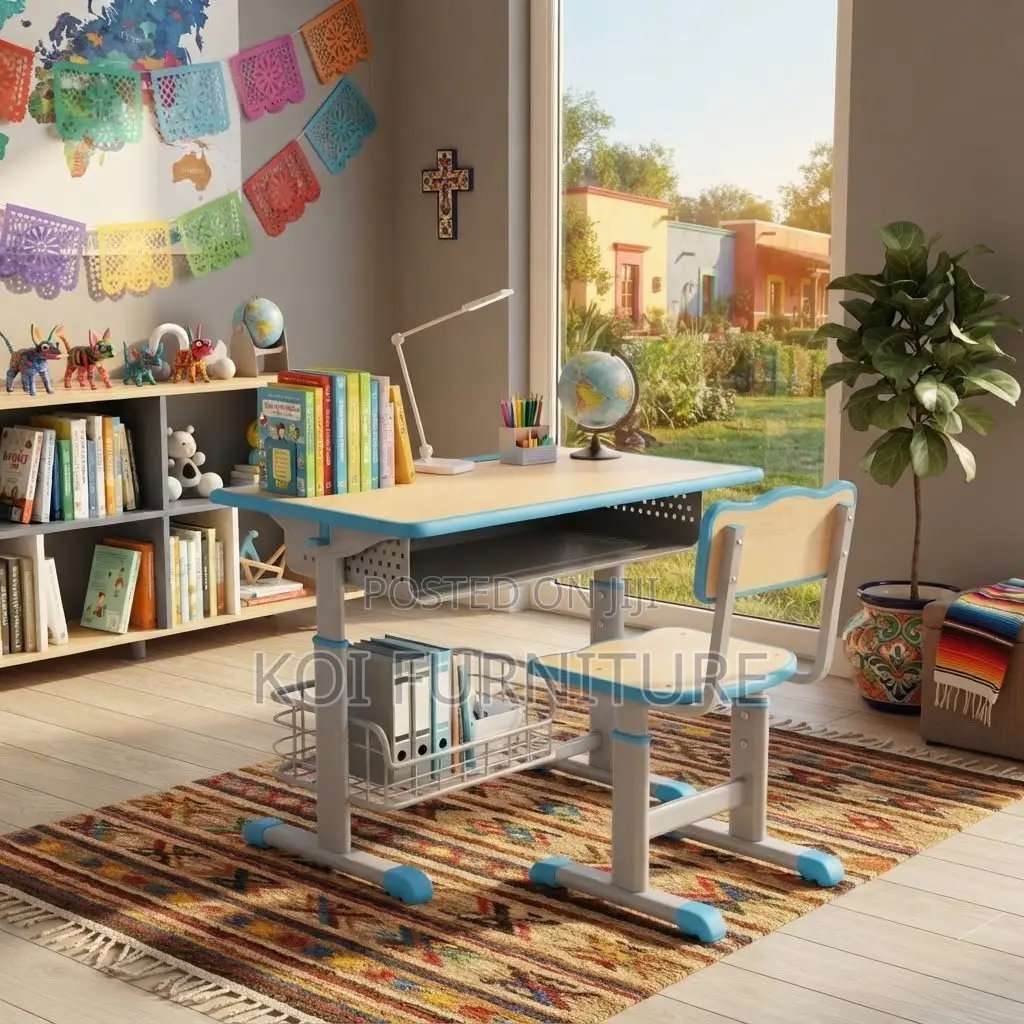 Home Desk; Adjustable Height Home Schooling Desk Chaiir Set
