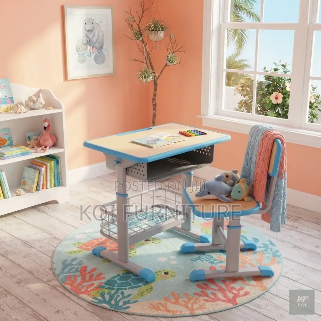 Home Desk; Adjustable Height Home Schooling Desk Chaiir Set