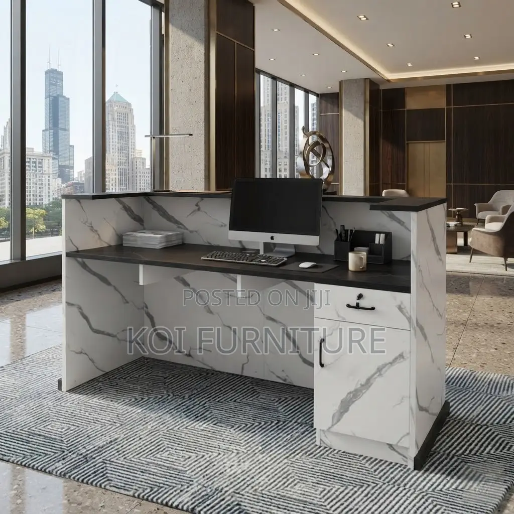Reception Desk; 1.8 Meters White Visitors Welcoming Reception Desks