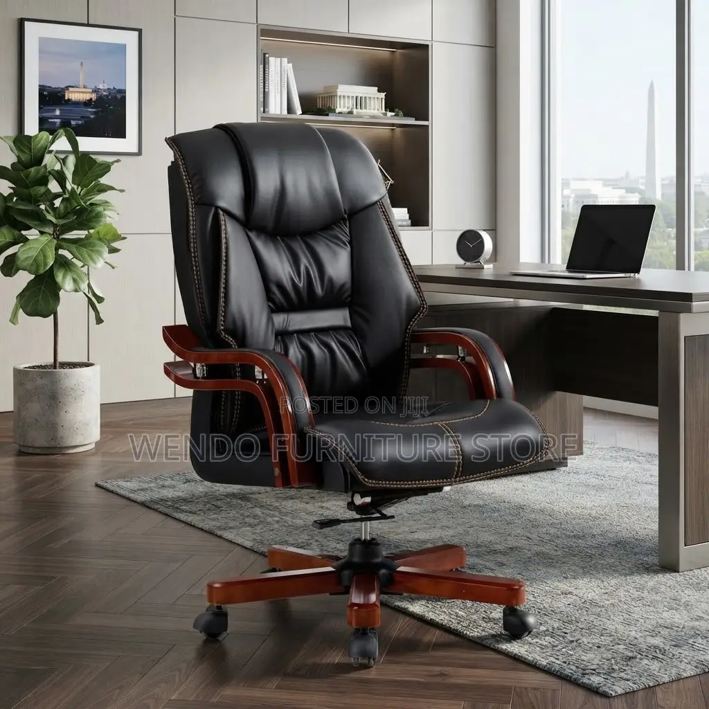 Office Chairs; High Cushioned Leather Backrest Office Chair