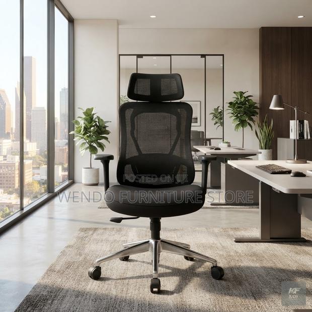Office Chairs; Executive Ergonomic Black Fabric Clerical Seats - main view