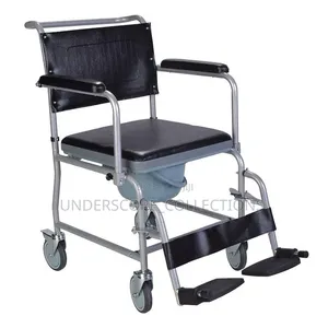Mobile Commode Chair With Castors (Wheels), a Padded Seat