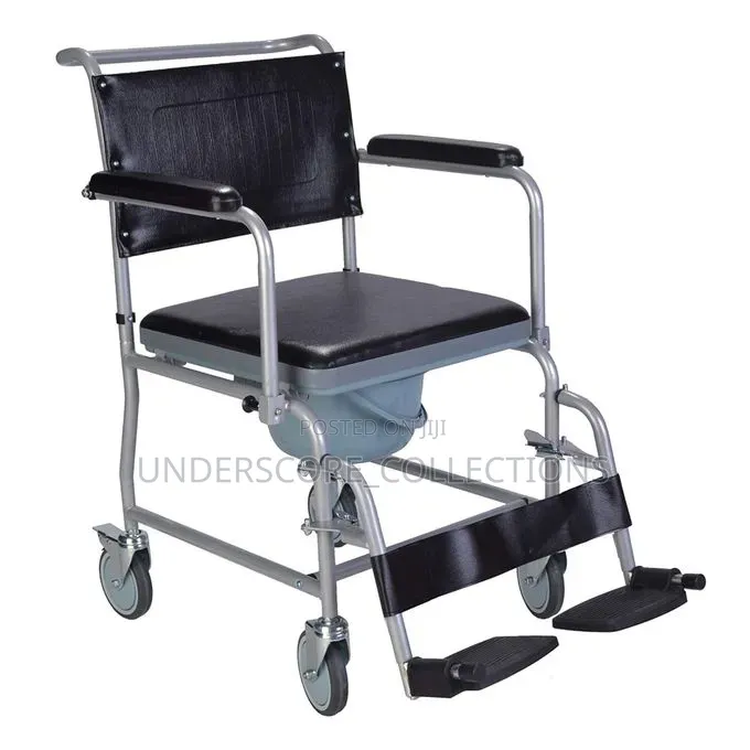 Mobile Commode Chair With Castors (Wheels), a Padded Seat
