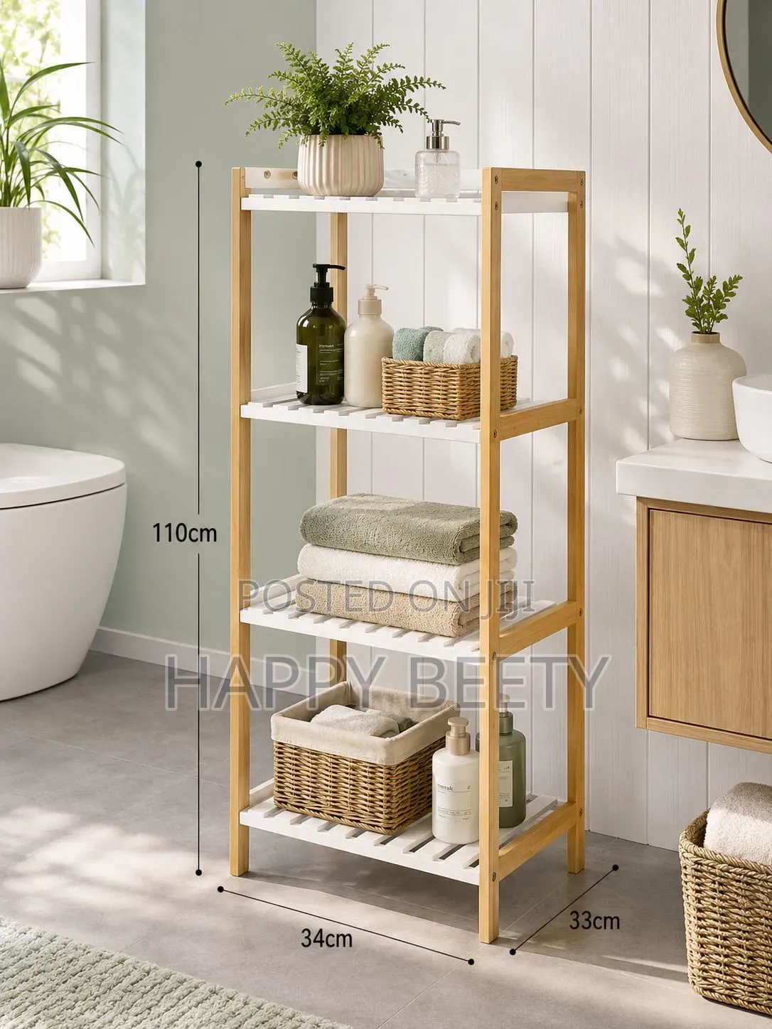 4-Tier Bamboo Bathroom RACk