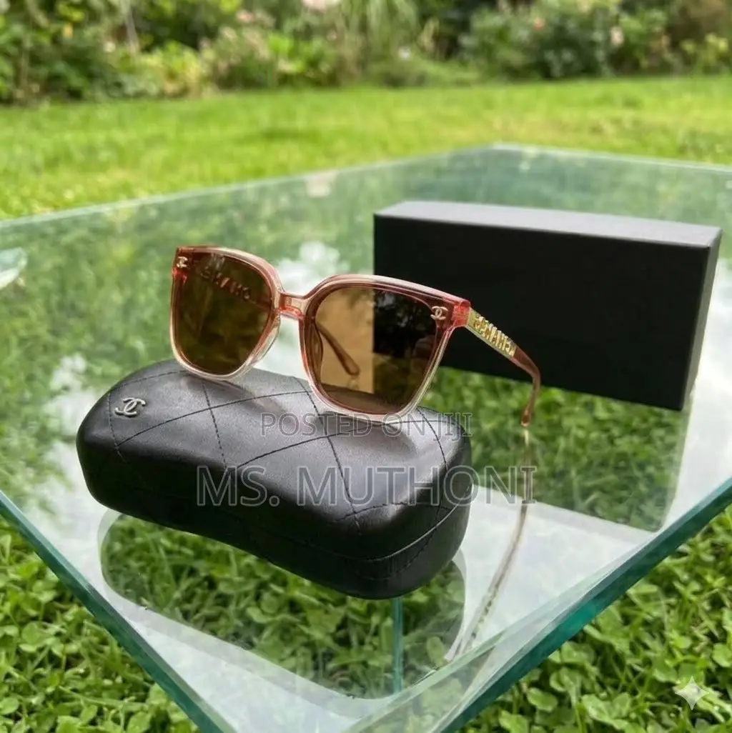 Transparent Peach Chanel Square Frames Channel Sunglasses