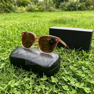 Transparent Peach Chanel Square Frames Channel Sunglasses