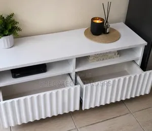 Executive TV Stand With Spacious Shelves & Cabinet