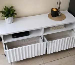 Executive TV Stand With Spacious Shelves & Cabinet