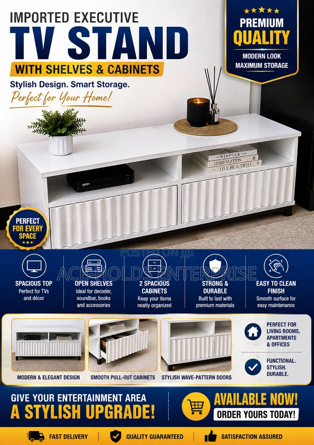 Stylish Imported Executive TV Stand, Designed to Modern Elegance