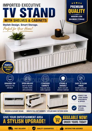 Stylish Imported Executive TV Stand, Designed to Modern Elegance