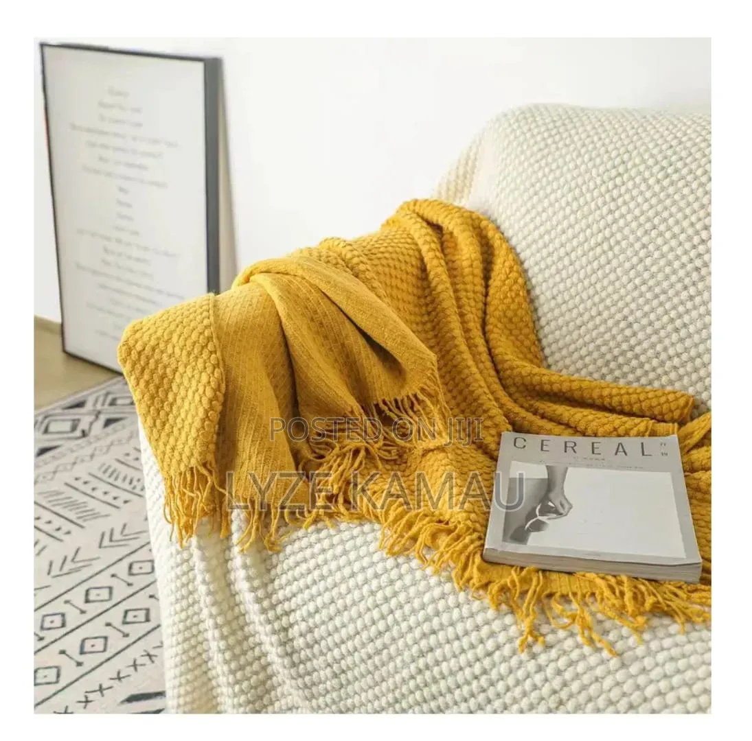 Knitted Tassel Throw Blankey