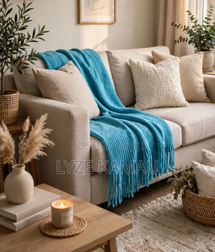 Knitted Tassel Throw Blankey