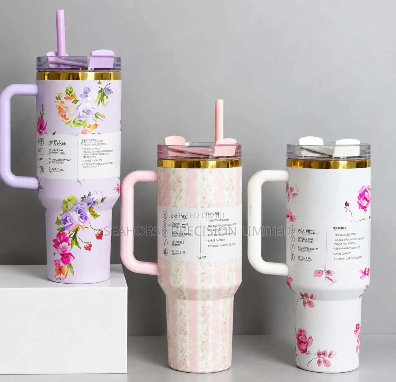 Floral Stanley 40oz Flip Straw Tumbler