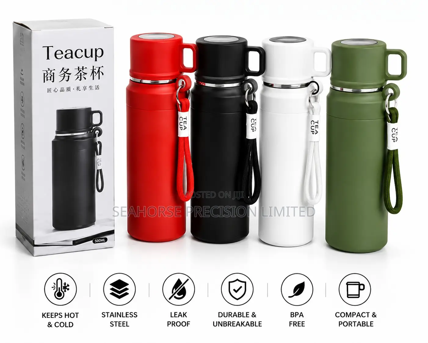 500ml Stainless Steel Vacuum Flask – Portable & Leak Proof