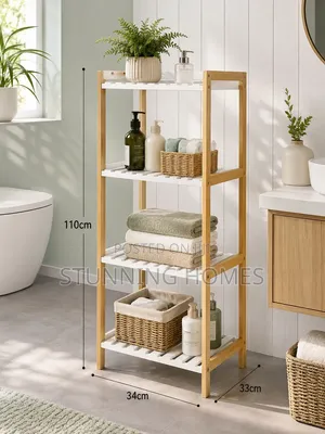 4 Tier Free Standing Bamboo Bathroom Rack
