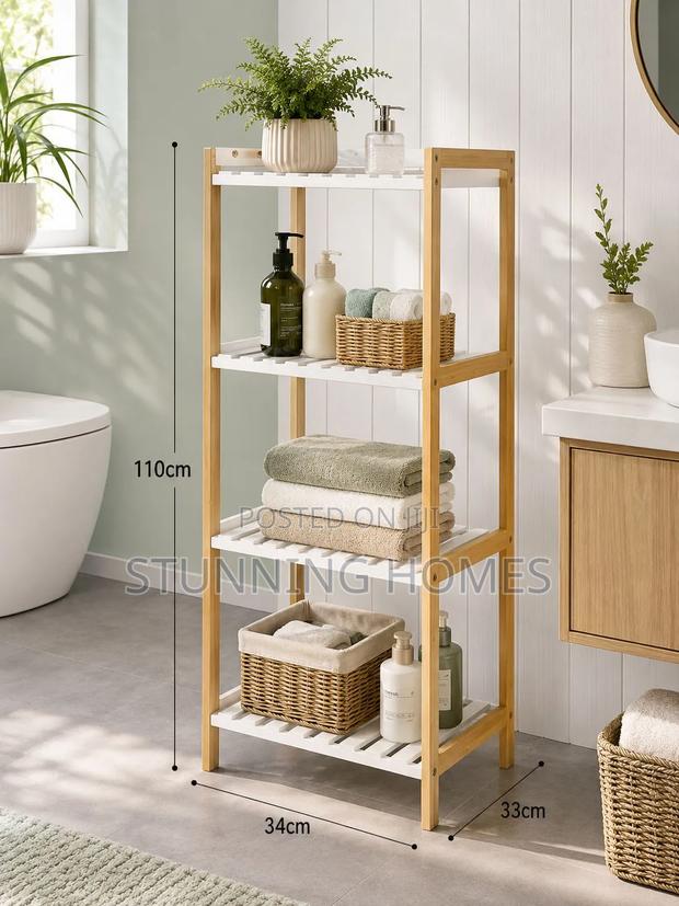 4 Tier Free Standing Bamboo Bathroom Rack