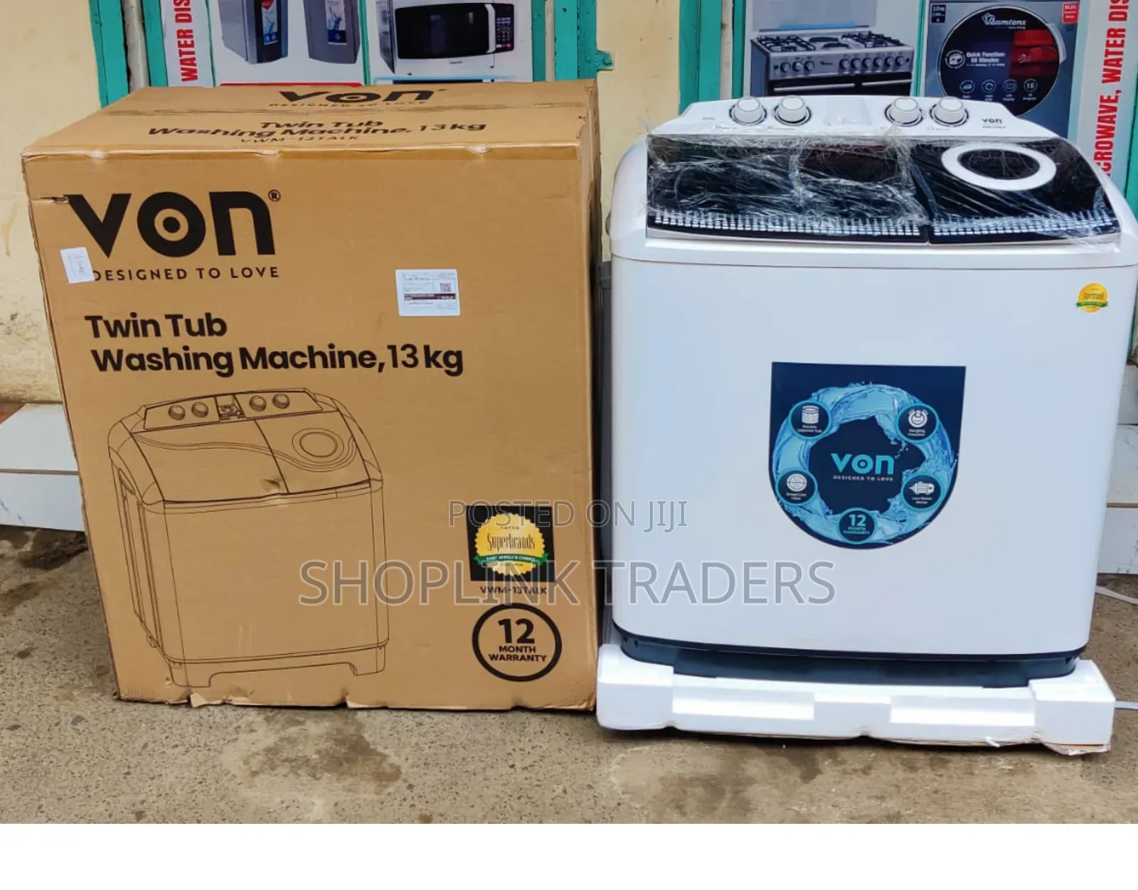 VON 13KG Top Load Twin Tub Washing Machine