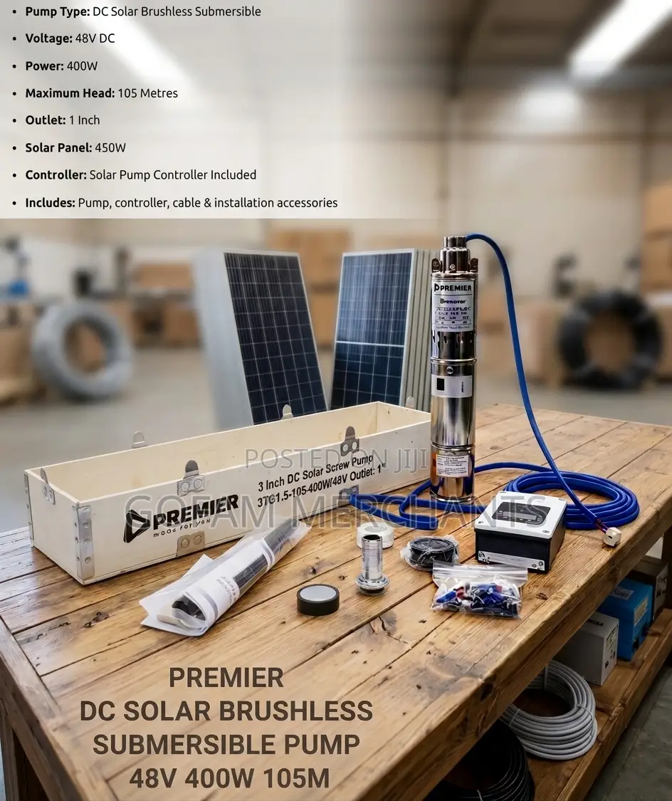 Premier DC Solar Brushless Submersible Pump 48V 400W 105M