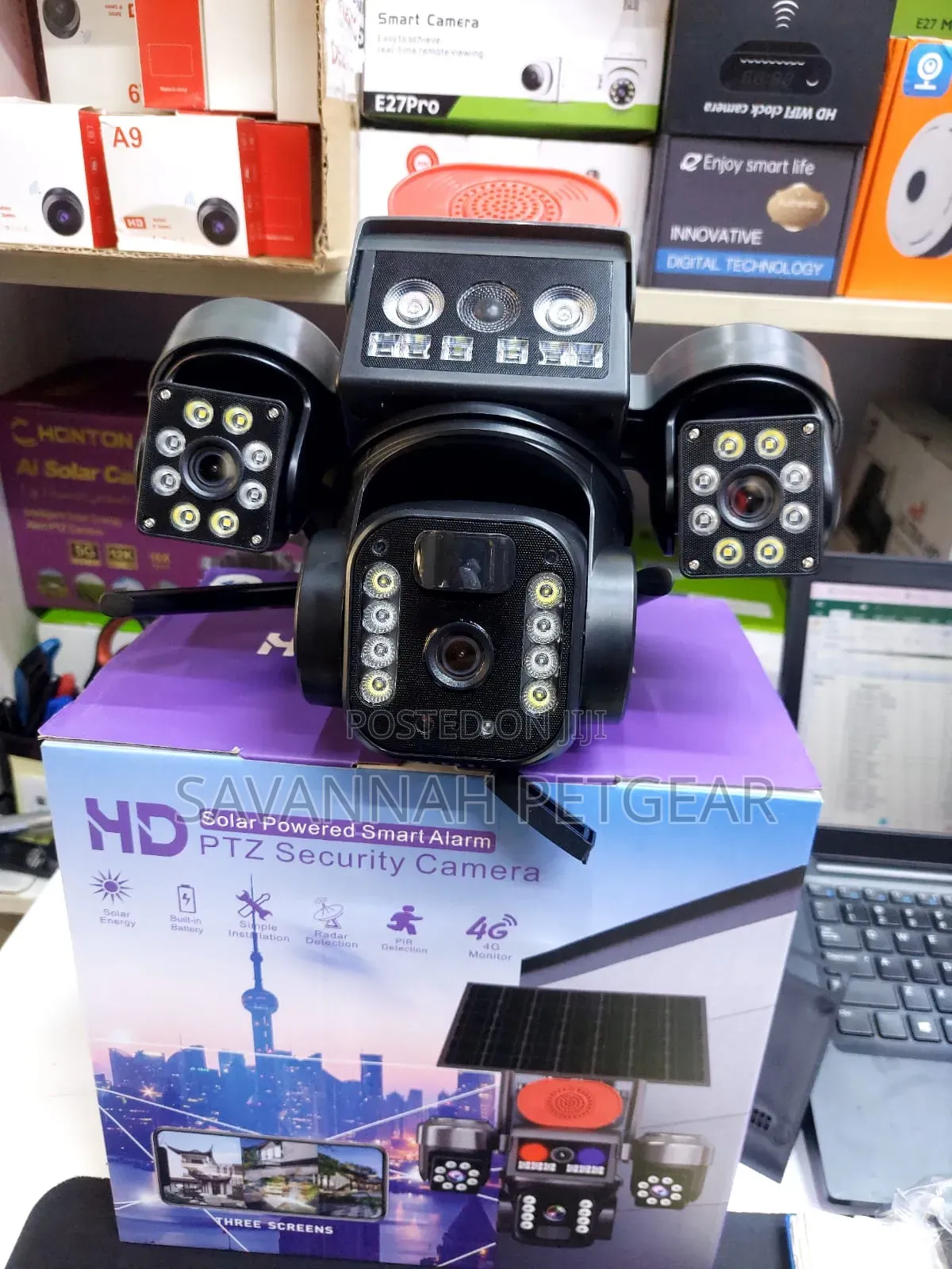 Solar-Powered 4G Triple-Lens PTZ Security Camera (V380 Pro) Outdoor