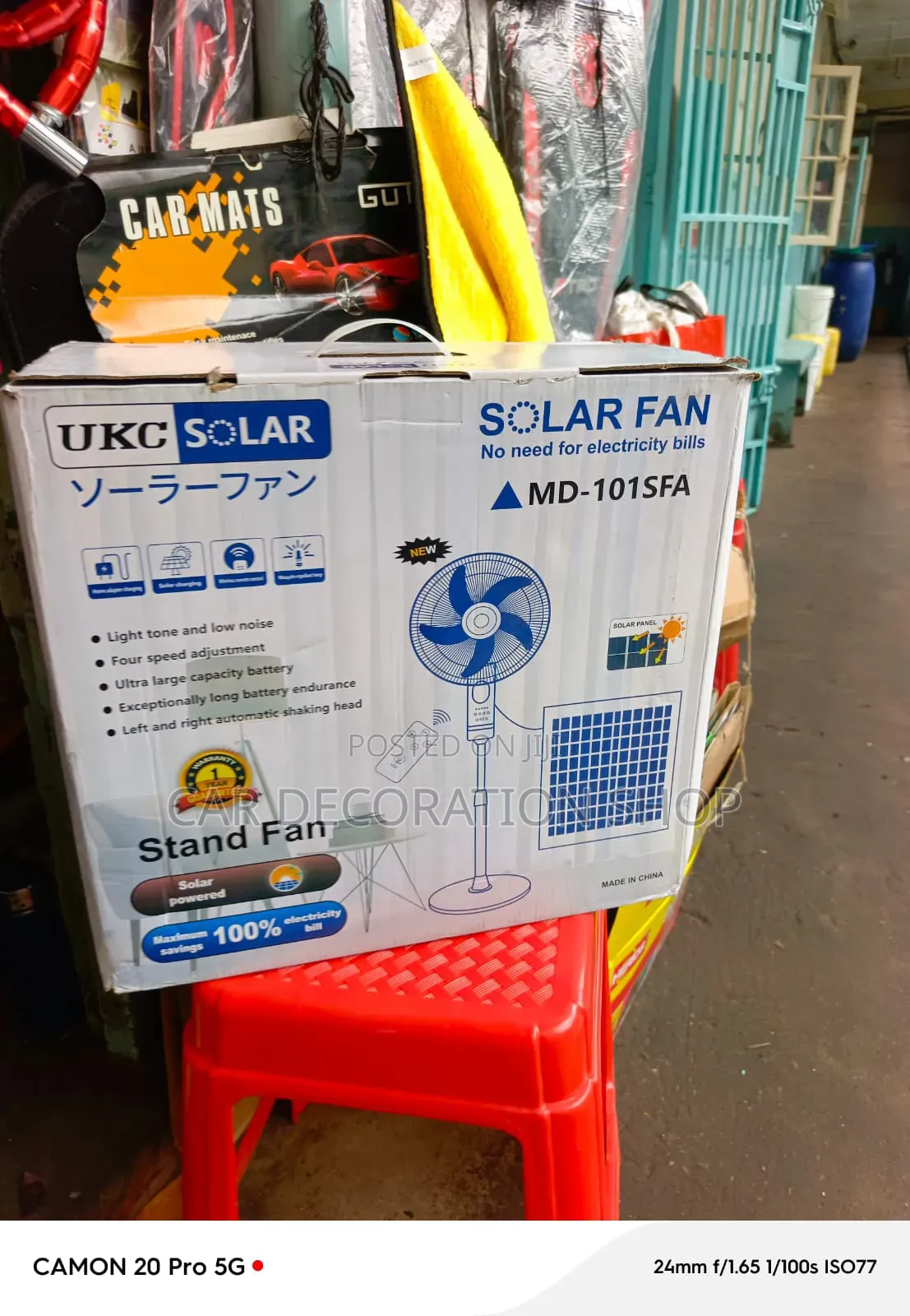 18" Light Tone and Low Noise Solar_electric Stand Fan