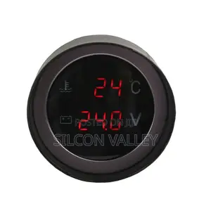Round 2 in 1 LED Digital Car TEMP AND VOLT BLUE, GREEN , WHITE , RED
