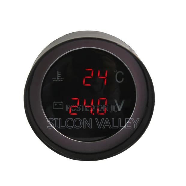 Round 2 in 1 LED Digital Car TEMP AND VOLT BLUE, GREEN , WHITE , RED