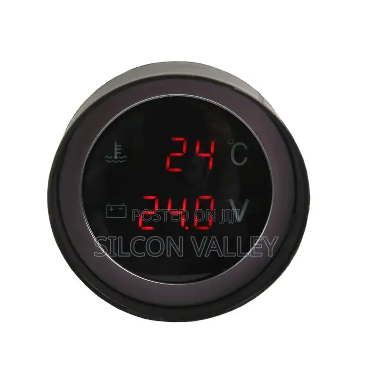 Round 2 in 1 LED Digital Car TEMP AND VOLT BLUE, GREEN , WHITE , RED