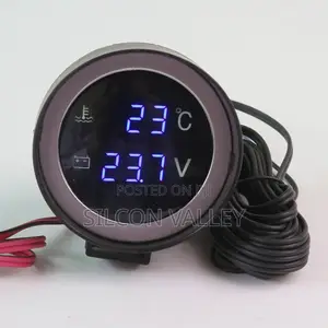Round 2 in 1 LED Digital Car TEMP AND VOLT BLUE, GREEN , WHITE , RED
